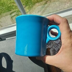 Fiesta Coffee Mug 3.5" Peacock Blue Ceramic Fiestaware O-Ring Handle Tom & Jerry